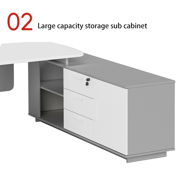 Adjustable and Retractable Main Desk with Octagonal Electroplating Feet, Matched with Storage Sub Cabinet