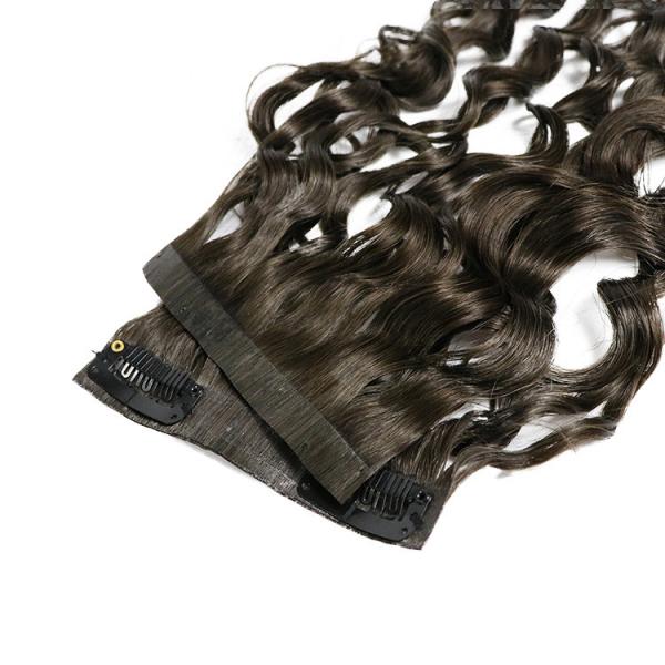 Extensões de cabelo humano de longa duração com 150% de densidade ondas profundas bob pu enrolado no cabelo perucas sem costura