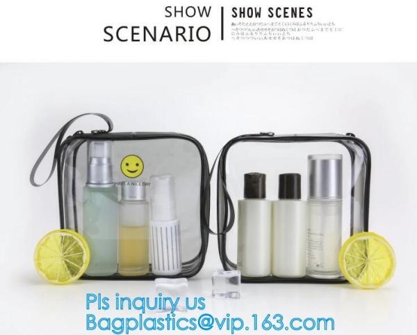 Custom personalized travel waterproof transparent clear pvc zipper toiletry bag, fashion travel clear PVC bag, HANDLE