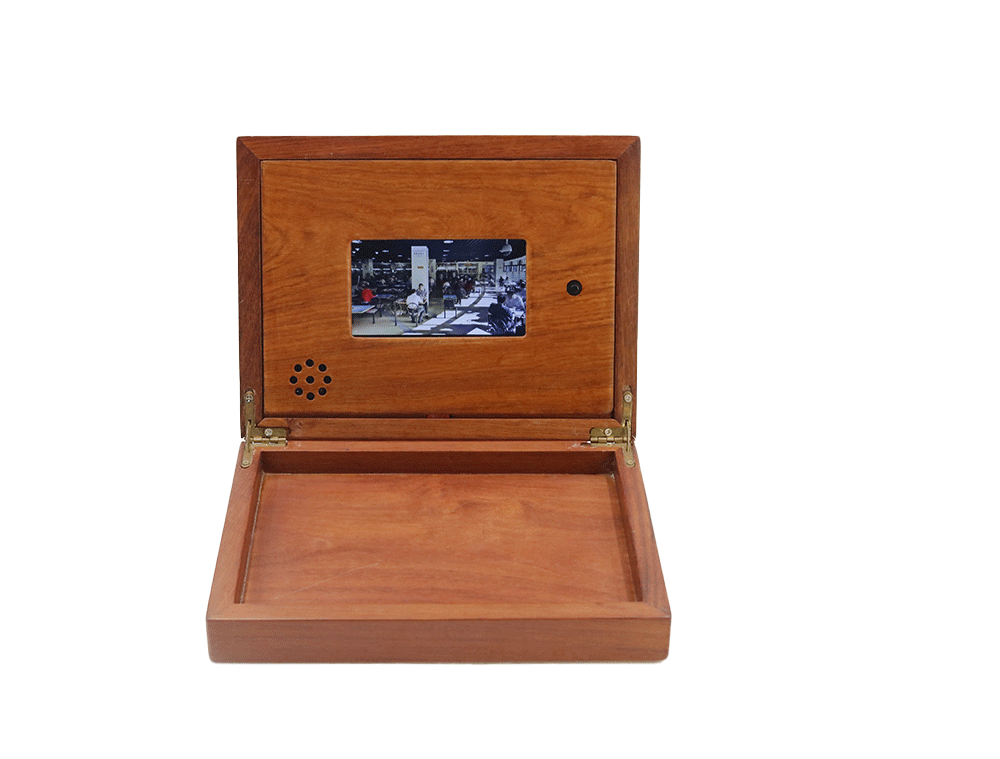 Деревянная выдвиженческая видео- коробка, 4,3 память подарочной коробки 128MB LCD дюйма