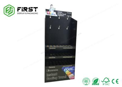 Custom Made Printing Promotional Corrugated Cardboard Shelf Floor Display Stand With Hooks