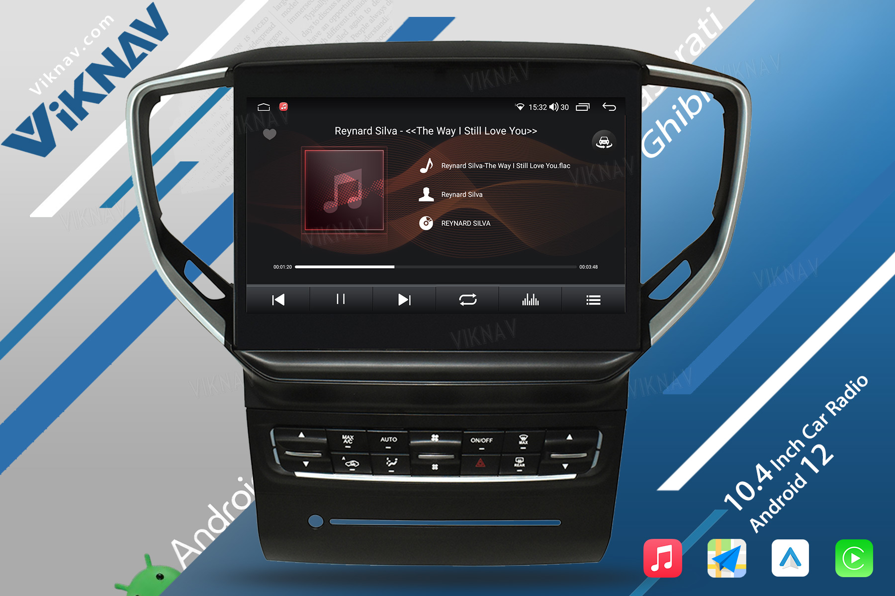 2013-2017 Maserati Ghibli Послепродажное радио беспроводное Carplay Android 10,4 дюйма