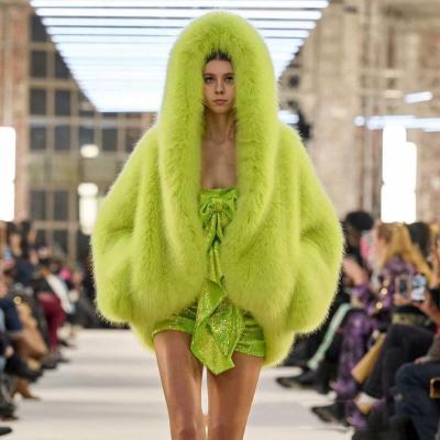 Europe America Faux Fur Jacket Eco Friendly 71cm 72cm Fur Fashion Barbie Hooded