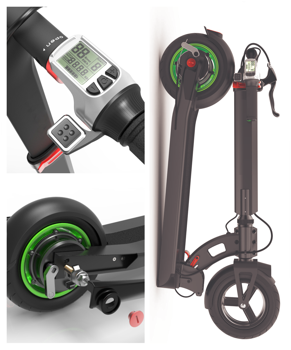 36V Lithium Battery 2 Wheel Foldable Electric Scooter With Ajustable Handle