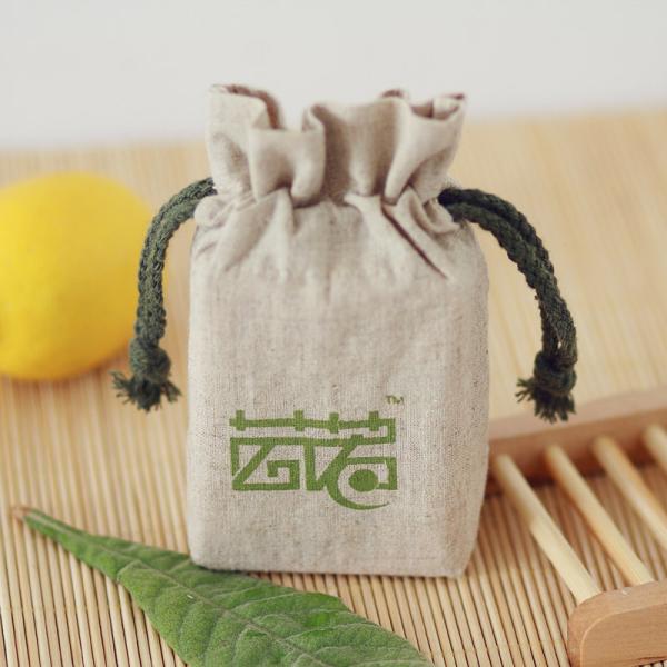 Square base Personalize LOGO cotton linen bag drawstring pouch custom travel grains access