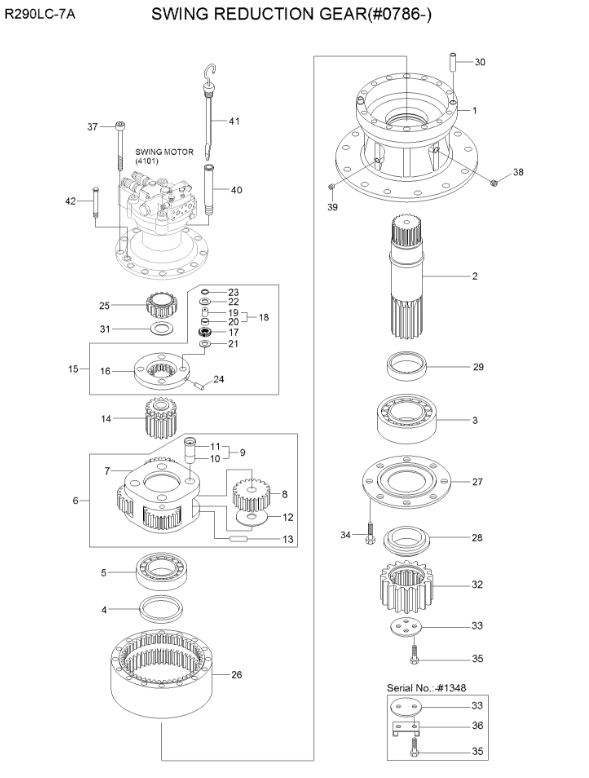 R305 R290 Excavator Swing Reduction Gear Ring Gear