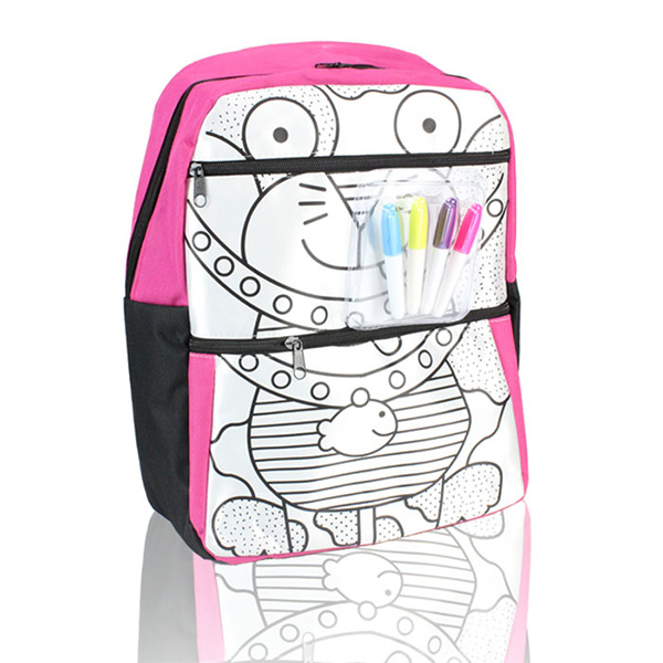 Kids Fabric DIY Painting Pirate Backpack , Washable DIY Drawing School Bag