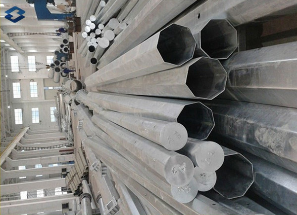 3mm Thick 25ft height Hot Dip Galvanized Octagonal Steel Power Pole