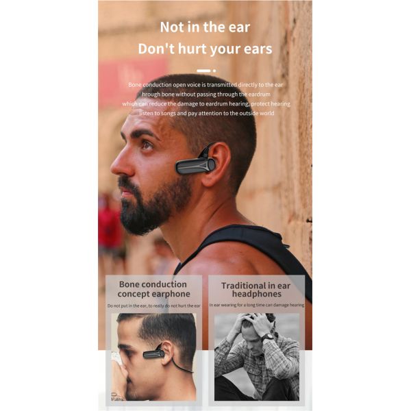Bone Conduction 10h Neckband Bluetooth Earphones For Android Iphone