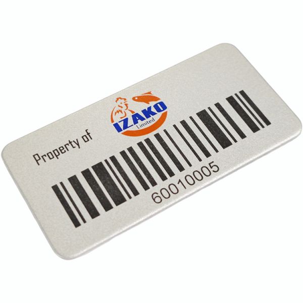 Customized Metal Bar Code Label Aluminum Laser Serial Number Asset Label For Outdoor Use