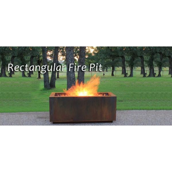 Freestanding Square Corten Steel Fire Pit 2-4mm Thickness Outdoor Warming