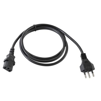 Copper Conductor 3 Pin Plug Brazil Power Cord Customized Length Color
