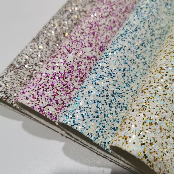 1.2mm 54/55' Fireproof PU Leather Sparkle Glitter Fabric