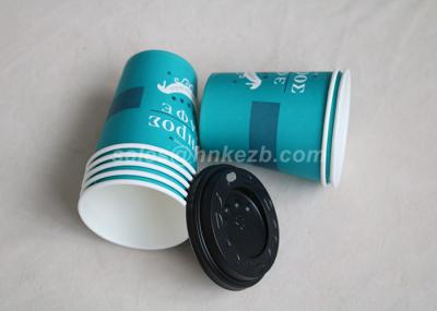 PLA Blue Disposable Paper Cups , Insulated Paper Coffee Cups With Lids
