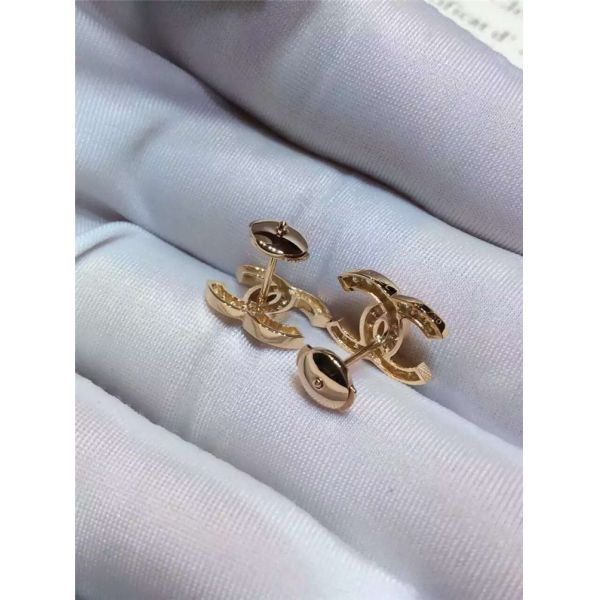 Logo Earrings in 18K Yellow Gold with Dropping Pearl Fashion Lady Jewelry Global Shipping