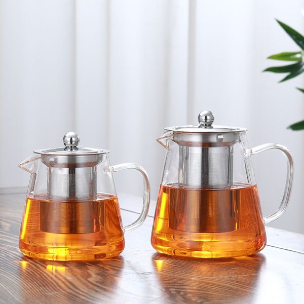 750ml 1300ml Borosilicate Glass Teapot With Stainless Steel Filter Modern Design