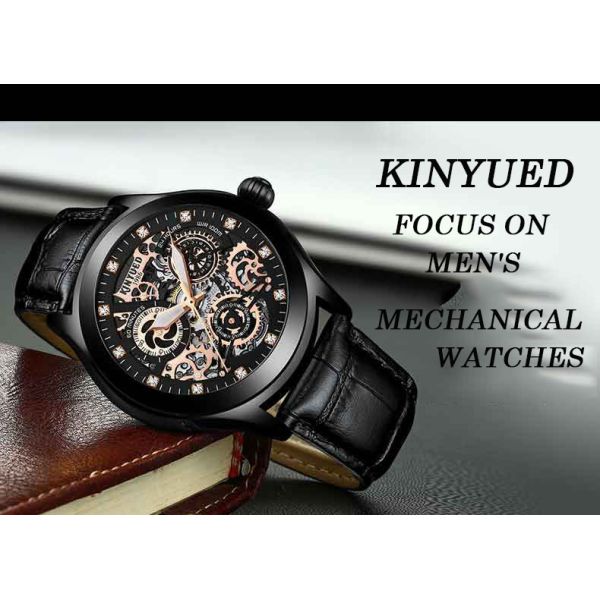 KINYUED new design automatic watch movement stainless steel mechanical watch gold watch luxury reloj wristwatches