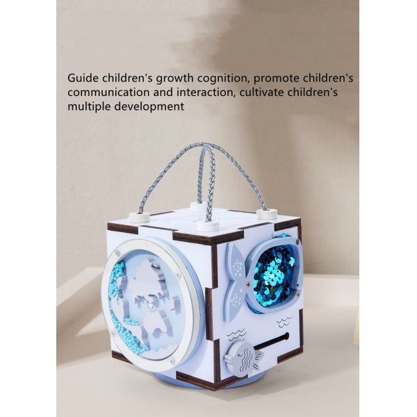 Montessori Intellectual Wooden Six In One Busy Board Cube Hand On Ability Training