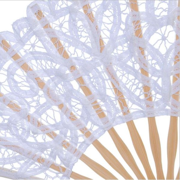 [I AM YOUR FANS] Handmade 100% Cotton 27cm 23cm 13 Colors Ivory Lace Hand Fan Wedding Favors