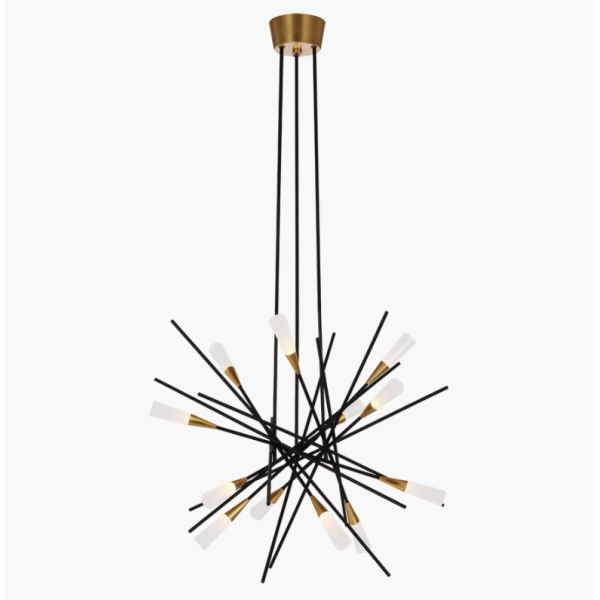 CHC 5605 Stellar Medium Chandelier Matte Black / Matte White Antique Brass Crystal Chandelier