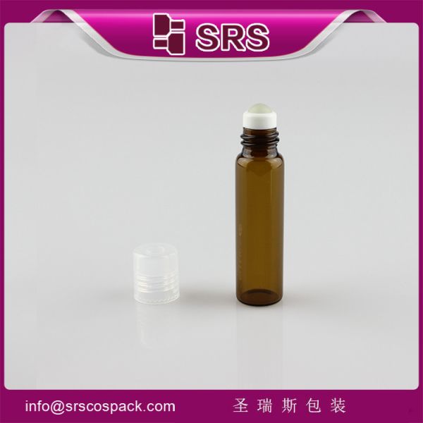SRS Bulk Wholesale 5ml glass cylinder amber roll on perfume bottle with plastic crew cap