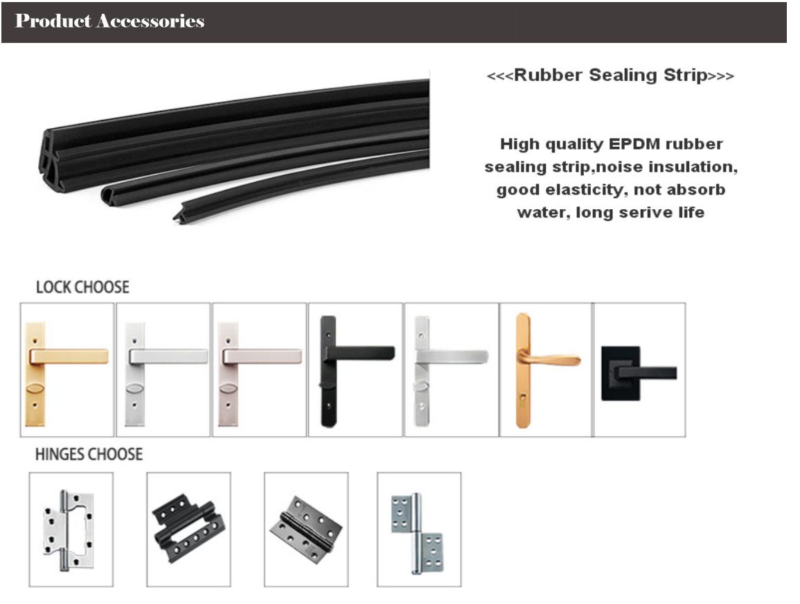 Bathroom Flat 6061 Aluminum Toilet Door Interior Decoration French Patio Swing Door