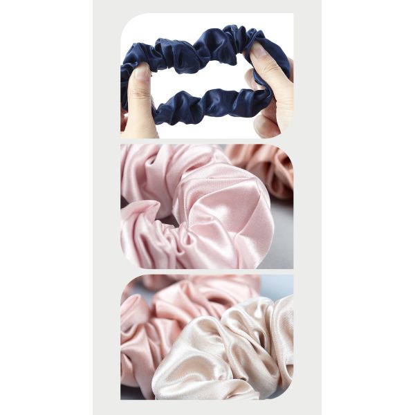 100% Pure Mulberry Silk Pink Oversized Scrunchies Silk Hair Ties Elastics Ponytail Holder