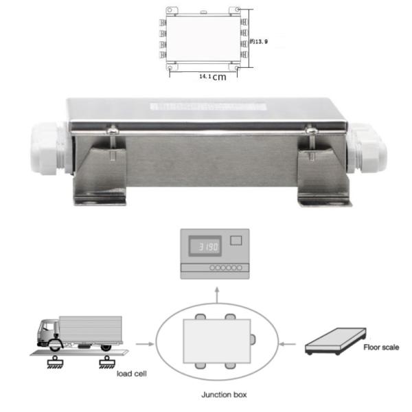 8 Way Stainless Steel Load Cells Summing Junction Box Enclosure Weighing Sensor for Platform Scale