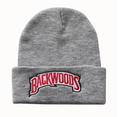 100% Acrylic Backwoods Warm Woolen Ladies Cap Embroidery Knitted Hip Hop Beanie Hat