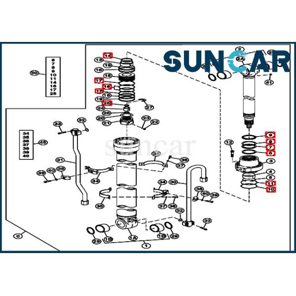 4448399 excavador Desgaste-resistente Cylinder Service Kit de Kit John Deere 210 del sello del cilindro del brazo
