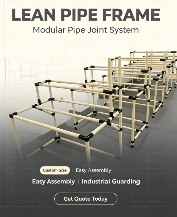 Custom Lean Pipe Machine Safety Guard Frame, Modular Plastic Coated Steel Pipe Industrial Protective Frame