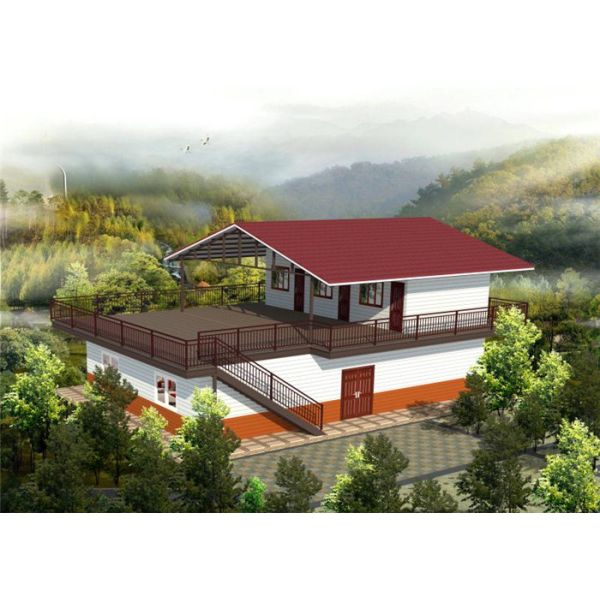 Um e uma casa pequena da meia armação de aço do assoalho/casa de aço casa pré-fabricada da luz com balcão