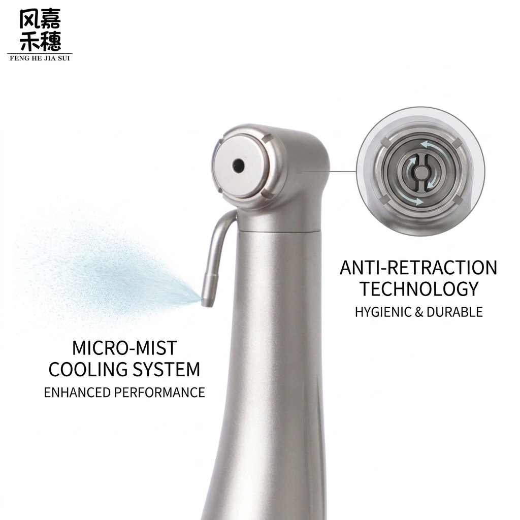 Stainless Steel Dental Low Speed Handpiece with Fiber Optic Illumination and Imported Ceramic Bearings for Smooth 20:1 Contra Angle Performance