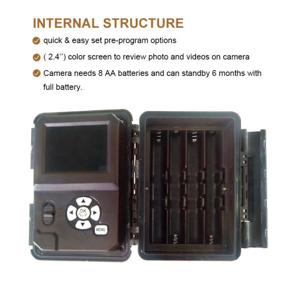 Cámara de caza KW698A de doble lente 1080P 30MP resistente al agua IP67 hasta 512GB de almacenamiento visión nocturna 0.25s cámara de juego