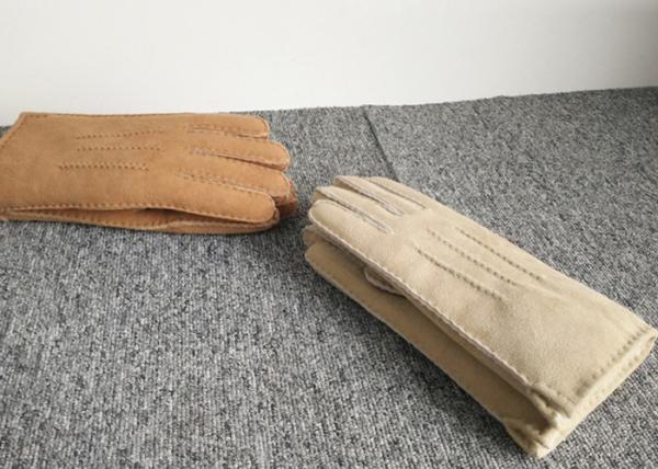 Luvas de couro do dedo do inverno da pele de carneiro, luvas extremas do tempo frio da pele de carneiro genuína