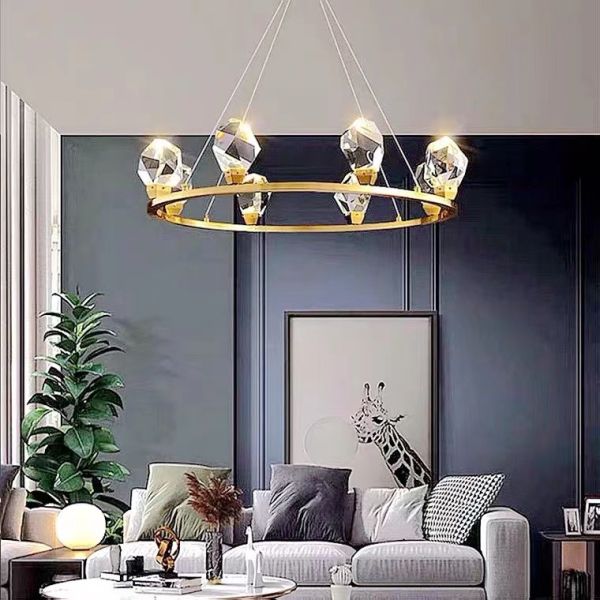 Large Crystal LED Chandelier Luxury K9 Diamond Crystal Hanging Light Living Room Pendant Lamp