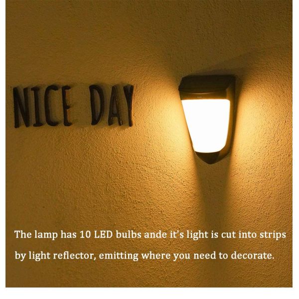 10LED 800LM 1200MAH Outdoor Solar Garden Lamp IP64 Waterproof