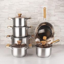 Amazon Multifunctional Kitchen Cookware Silver Cooking Pot Set Stainless Steel Pot Sets With Lid