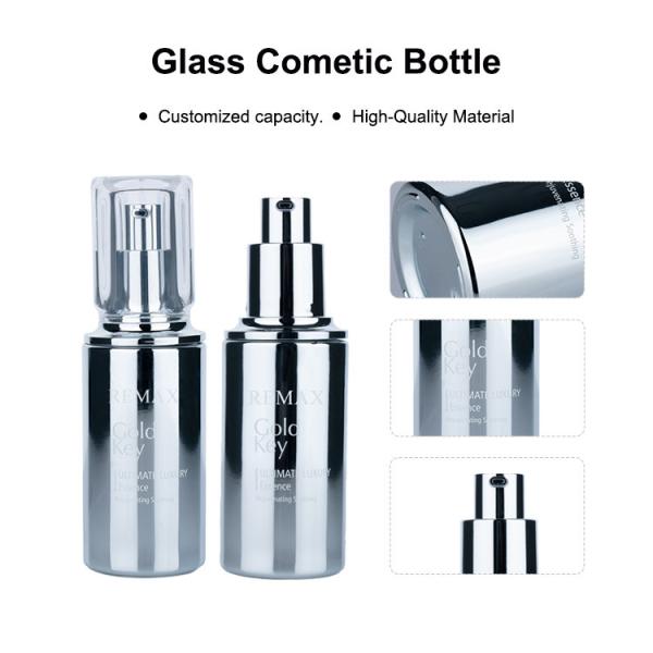 Emballage cosmétique en verre à capuche transparente de 50 ml Contenants cosmétiques en verre argenté