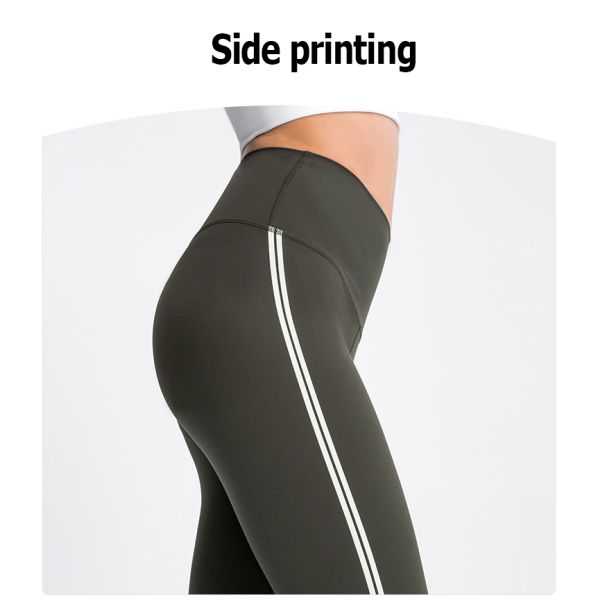 Бортовые гетры Капри брюк йоги шва напечатали обнаженное высокое Waisted