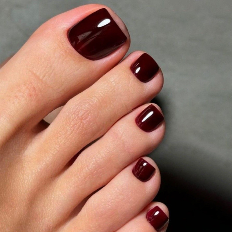 Solid Color Press On Toenail Fake Nails 24pcs Glue / Adhesive