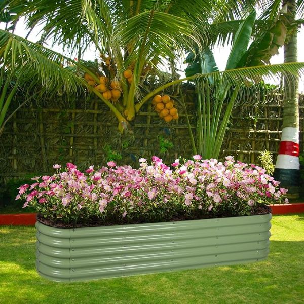 Sturdy Galvanized Metal Planter Boxes 7.9*2*1.4 Ft For Outdoor Gardening And Planting
