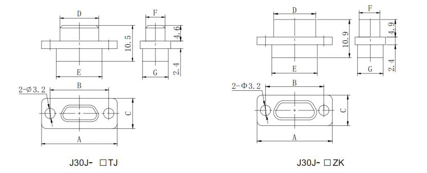 Metal J30J Connector Rectangular Mini D Connector J30J-51TJP