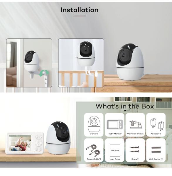 3.2 Inch 720P Baby Monitor with PTZ Camera and Night Vision