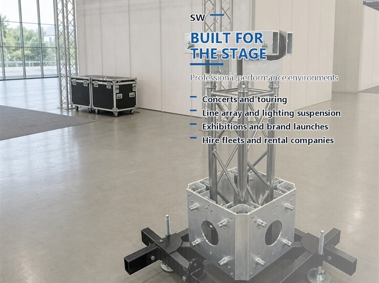 6m Ground Support Aluminium Stage Truss with 500kg Load Capacity and Sliding Sleeve Block for Line Array Lighting