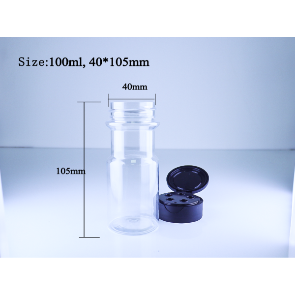 Wholesale Custom PET Spice Jars Clear PP Flip Top OEM Seasoning Bottles