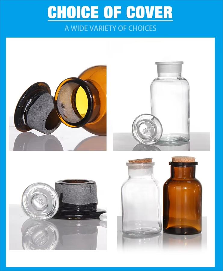 60 ml 250 ml 500 ml Круглое Прозрачное Широкое Ротное Реагентное Стеклянное Бутылочка С Крышками