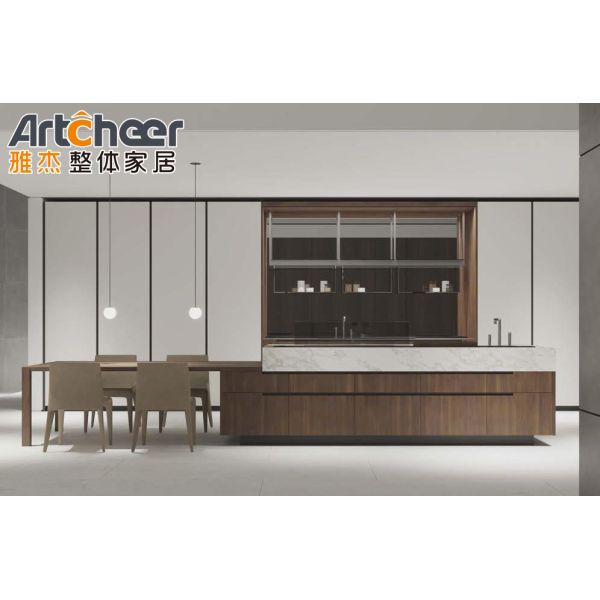 Marine Plywood Kitchen Cabinet with Laminated Finish and Simple Design for Modern Kitchens