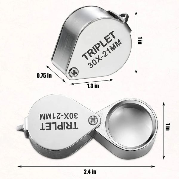 Portable Gold Eye Loupe 30X 20X 10X Power Jewelers Magnifying Glass for Jewelry Store Magnifiers