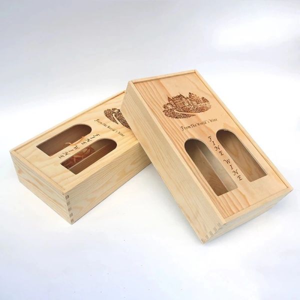 2-6 Bottles Solid Wood Wine Box for Gift Custom Order Accepted Immediately